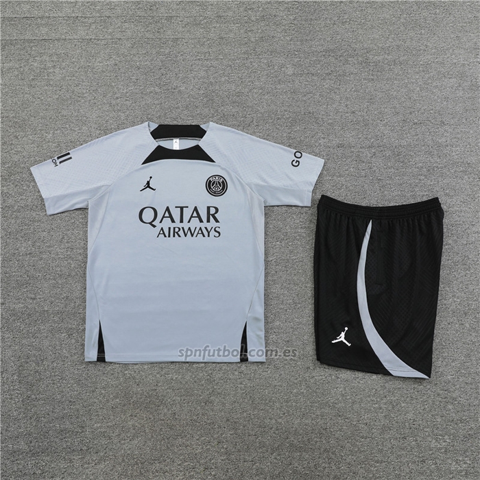Chandal del Paris Saint-Germain Jordan Manga Corta 2022-2023 Gris - Pantalon Corto